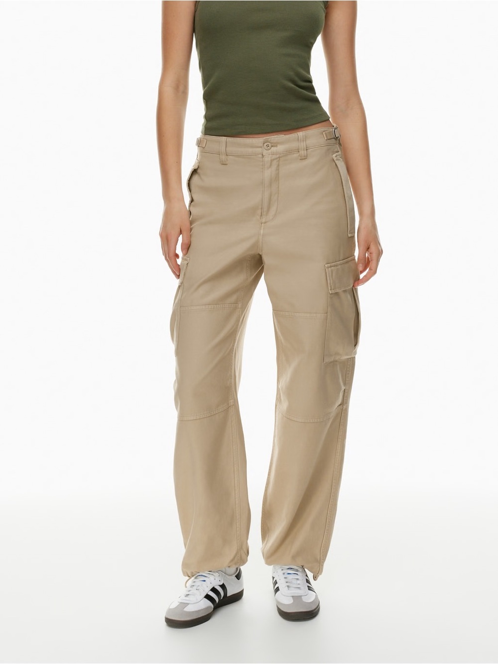 TNA Cargo Pants Womens Beige Surplus Division Drawstring Hem Utility Aritzia 2